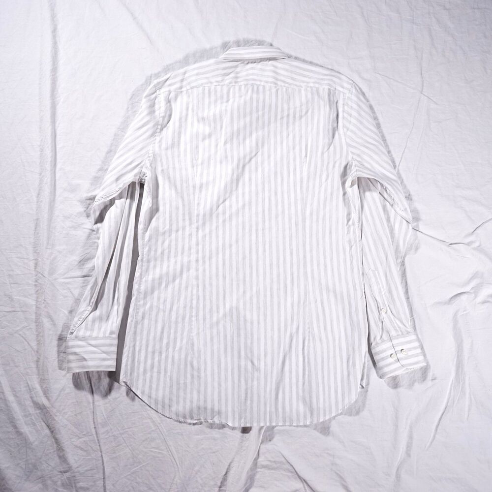 Suitsupply Extra Slim Fit Dress Shirt White Stripe Mens 17.5 Cotton Blend - Picture 6 of 7